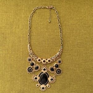 Faux Black Stone Gold Statement Necklace